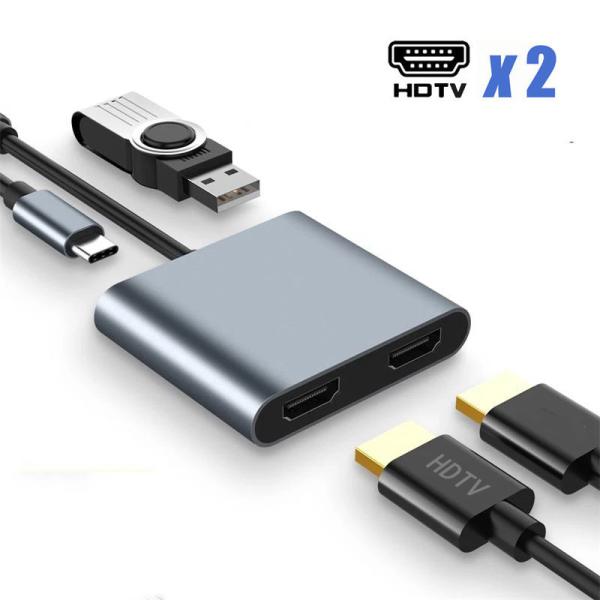 USB C HDMI 変換アダプター デュアル HDMI Type-C マルチディスプレイアダプタ ...