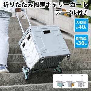 折りたたみ段差キャリーカート テーブル付き 階段 段差 蓋付き 座れる 3輪 8輪 軽量 キャリー 台車 レジャー アウトドア ショッピングカート MC-55LDK