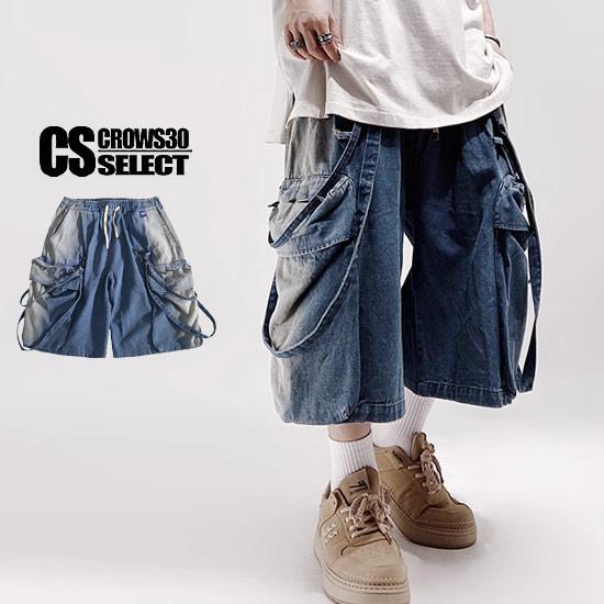 カーゴパンツ メンズ モード系 ショートパンツ メンズ V系 ハーフパンツ メンズ デニムショートパ...