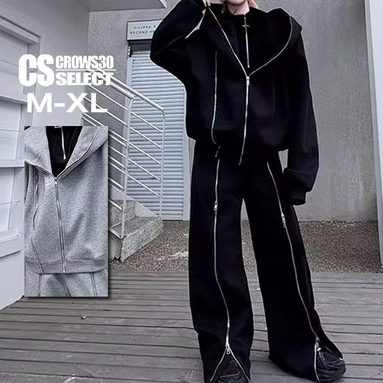 V系 セットアップ メンズ モード系 パーカー メンズ 上下セット ルームウェア ジッパー パーカー...