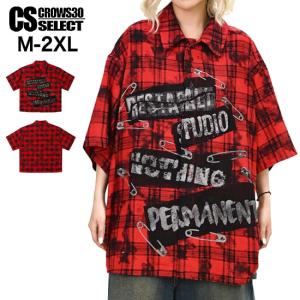 パンク メンズ ロンT 長袖 角鋲 スカル柄 赤 ファッション ゴシック 服