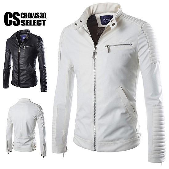 ライダースジャケット メンズ ホワイト ブラック インポート 白 黒 ミリタリージャケット V系 個...