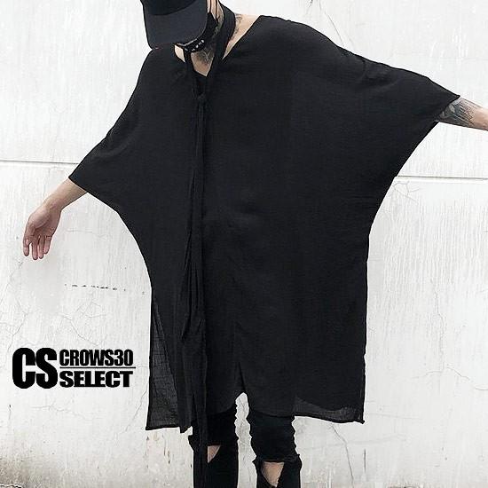 ロングTシャツ メンズ ビックシルエット 変形 ドルマンカットソー ストール 個性的 ホスト V系 ...