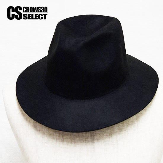 ハット メンズ つば広ハット ブラック 黒 中折れ 男 帽子 個性的 V系 ビジュアル系 モード系 ...