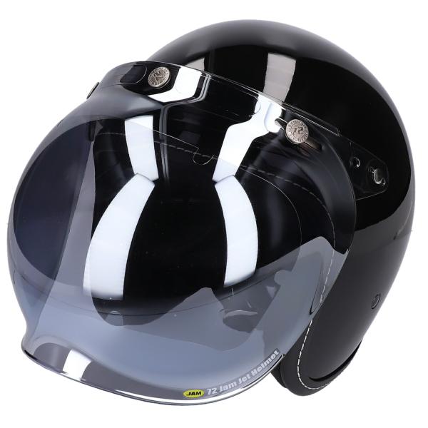 スモールジェットヘルメット シールドセット ブラック フリーサイズ 開閉式バブルシールド FミラーG...