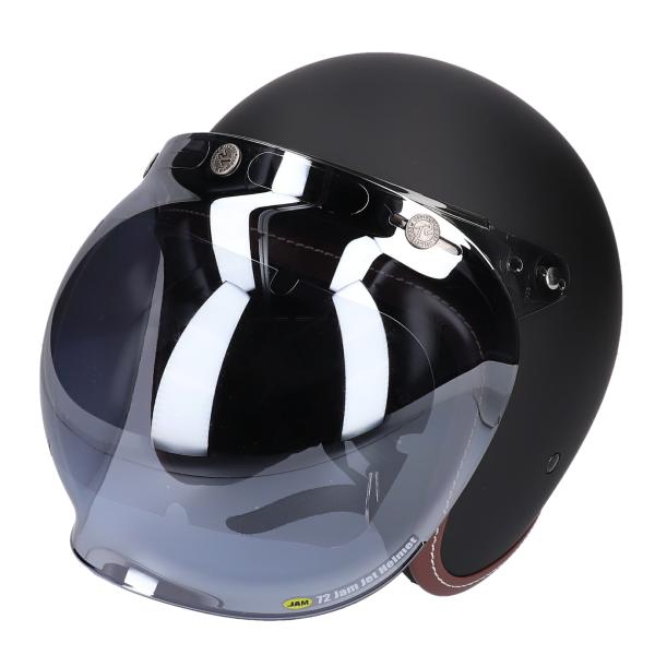 スモールジェットヘルメット シールドセット マットブラック フリーサイズ 開閉式バブルシールド Fミ...