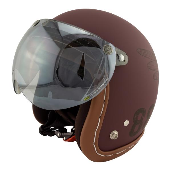 スモールジェットヘルメット シールドセット バーガンディ×ブラック フリーサイズ 開閉式シールド F...