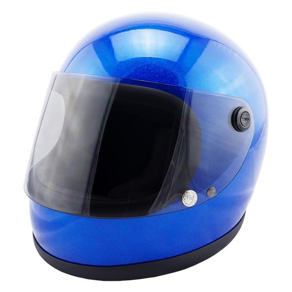 フルフェイスヘルメット メタリックブルー×ライトスモークシールド Lサイズ:59-60cm対応 VT...