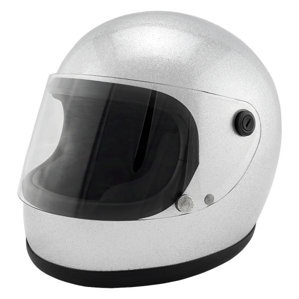 フルフェイスヘルメット メタリックシルバー×クリアシールド Lサイズ:59-60cm対応 VT7 N...