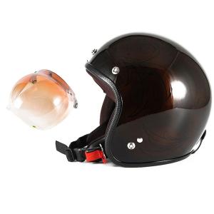 72JAM 女性用ジェットヘルメット&シールドセット Leafレディース - ブラウン×ブラック  Sサイズ:55-57cm +開閉式シールド  JCBN-04｜alleguretto88jp