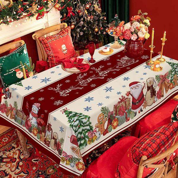 クリスマス テーブルクロス 撥水 クリスマス飾り レッド 長方形 150x180cm テーブルカバー...