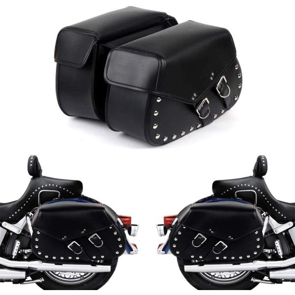 バイクサドルバッグ 特大PVC合成皮革絶縁スローオーバーヘビーデューティサドルバッグツールバッグ -...