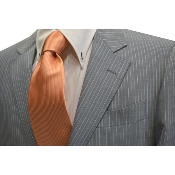 無地（縦ライン）/淡いオレンジソリッド（無地）ネクタイ/SO-016