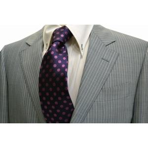 濃い赤（レッド）地に白の水玉5mm（ドット）柄シルクサテンネクタイ/20