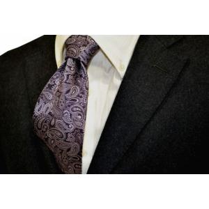 グレー地にブルー、ベージュのペイズリー柄ネクタイ/30%OFF/PEZ-011