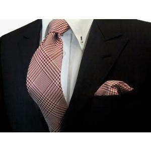 パープルとラベンダーのグレンチェックネクタイ＆ポケットチーフセット