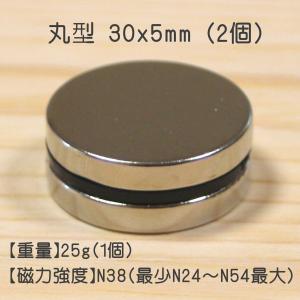 ネオジム磁石 丸型 円形 30x5mm 2個セ...の詳細画像1