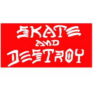 スラッシャー THRASHER／SKATE AND DESTROY 16cm ( RED ) ステッカー｜alleyoop