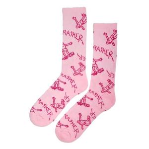 スラッシャー THRASHER／GONZ LOGO CREW SOCKS (LIGHT PINK) ソックス