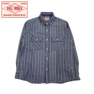 【SALE】BIG MIKE／ビッグマイク ヘビーフランネルシャツ ストライプシャツ ネイビーストライプ 長袖 102135007｜allgoodharajuku