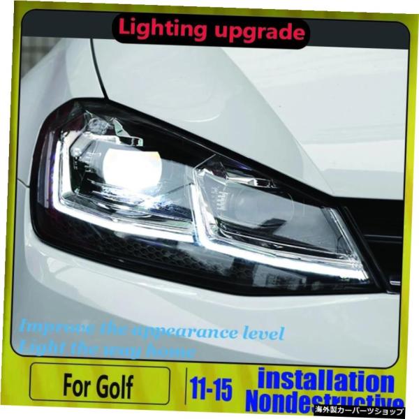VWゴルフ7のカースタイリングMK7LEDヘッドライトGolf7.5RLINEデザインDRLHidダ...
