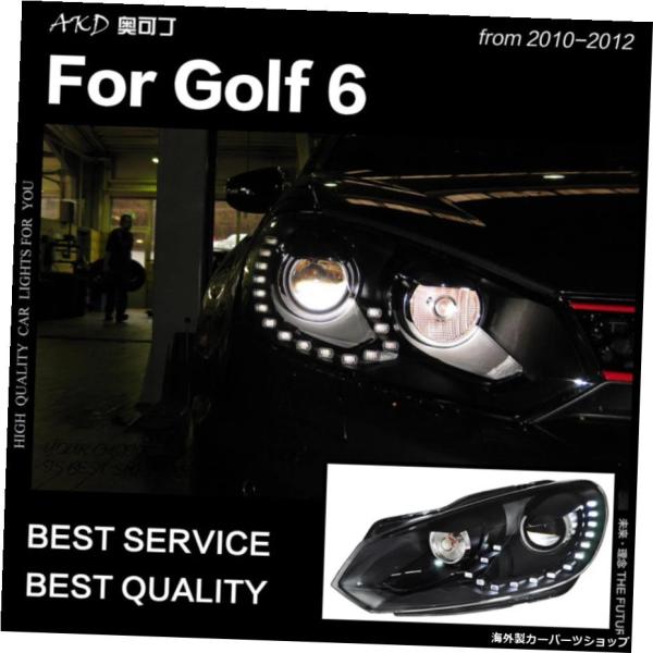 VWゴルフ6LEDヘッドライト2009-2012R20デザインゴルフLEDDRL隠しヘッドランプエン...