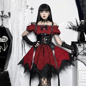 コーデ ワ ンピース 女性 レディースダンス衣装 コスプレ衣装 ハロウィンファッション ハードゴシック ドレス ゴスロリ ブラック ゴシック服