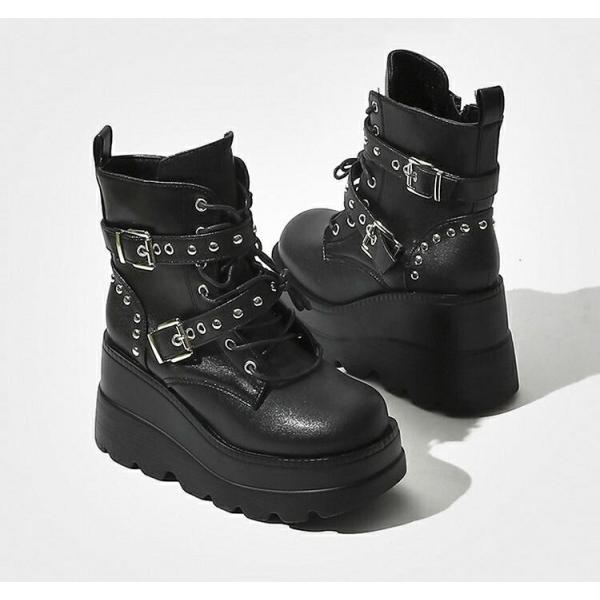 厚底靴 ゴスロリ系 パンクスタイル プラットフォーム シューズ レディース 厚底 y2k サブカルチ...