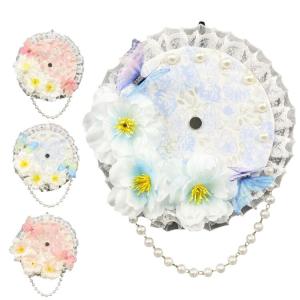缶バッジロゼット 花 蝶 レース グッズ かわいい バッジ飾り 推し活 手作り チェーン付き オタ活 推し色 推しカラー アイドル アニメ 学生 大人 おしゃれ