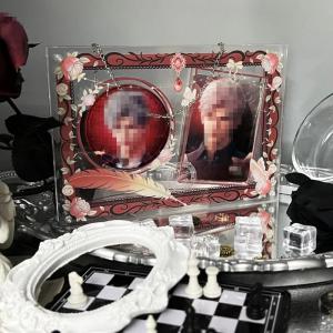 アクリルフレーム ケーススタンド ブルー アクリル かわいい ブロマイドトレカ フォトフレームスタンド グッズ カードケース アイドル 収納 整理 推し活