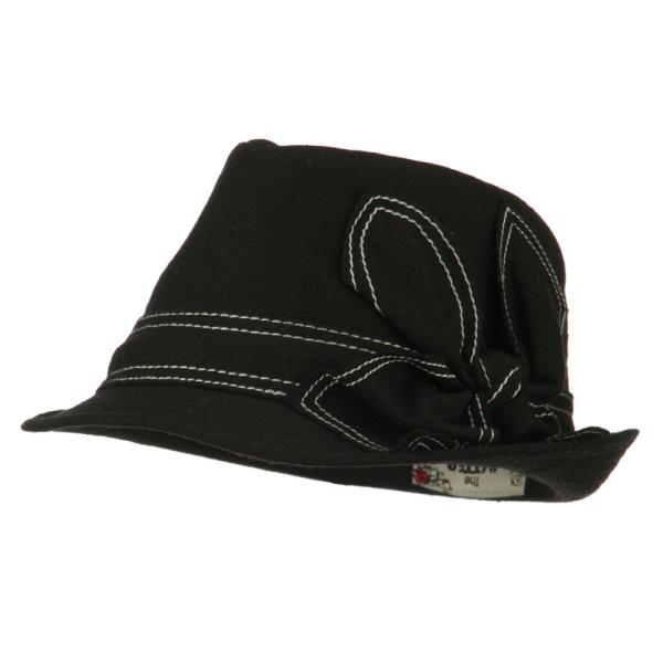 【並行輸入品】Ladies Fedora withリボンとステッチ? ?ブラック カラー: ブラック...