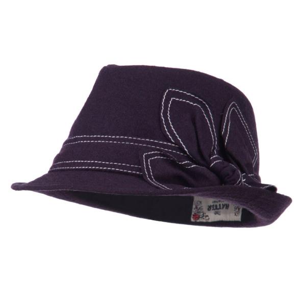 【並行輸入品】Ladies Fedora withリボンとステッチ   パープル カラー: パープル...