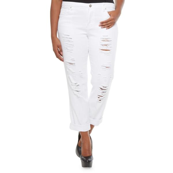 【並行輸入品】Cello WomensプラスサイズRipped Skinny Roll Upホワイト...