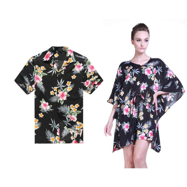 Couple Matching Hawaiian Luau Aloha Shirt Poncho D...