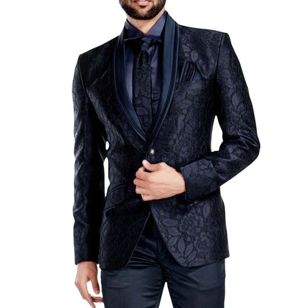 【並行輸入品】INMONARCH メンズ ダークネイビー 5ピース タキシードスーツ セルフデザイン...