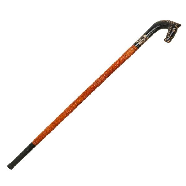 36インチ 光沢仕上げ 手作り ユーカリ 木製ウォーキングスティック 杖 馬のハンドル付き 36&quot; ...