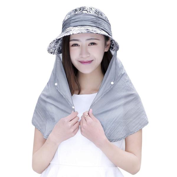 【並行輸入品】レディース サマーサンハット つば広 ロールアップサンバイザー ネックフェイスシールド...