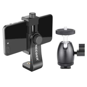 【並行輸入品】Neewer 360度回転スマホホルダー　ミニ雲台付き 14in/18inリングライトとスマホに対応 Neewer 360 Deg