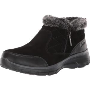 【並行輸入品】Skechers レディース Easy Going Girl クラッシュクオータージップ キルトブーツ アンクルブーツ, ブラック