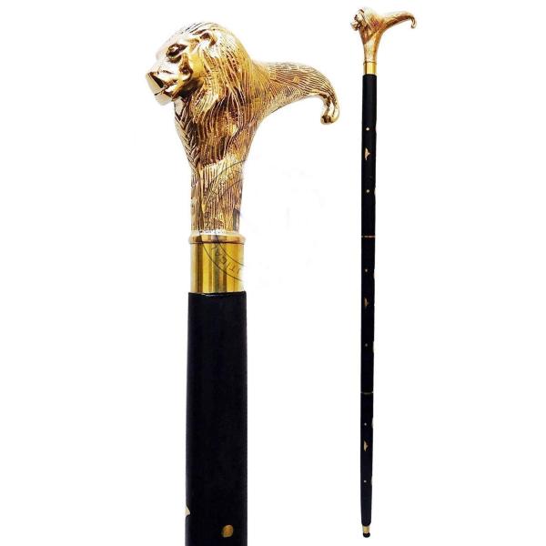 【並行輸入品】PIRU 真鍮 ウォーキングスティック ソリッド ヴィンテージ デザイナー ライオンヘ...