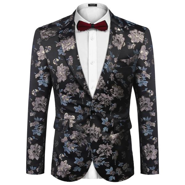 【並行輸入品】COOFANDY メンズ 花柄ブレザー スリムフィット ディナータキシード プロム ウ...