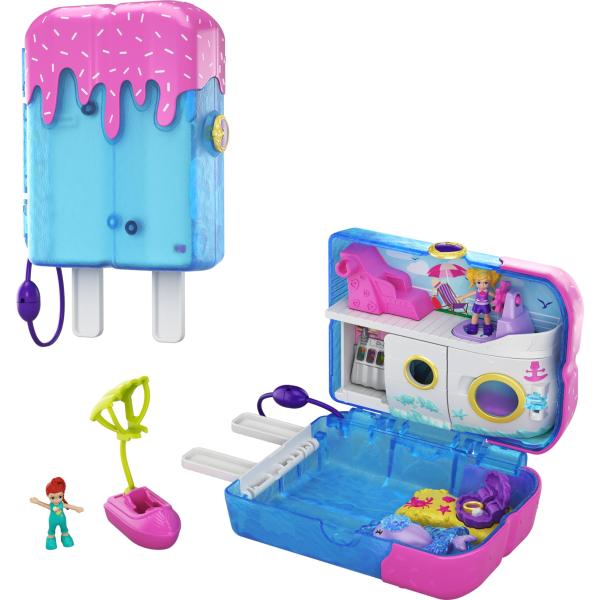Polly Pocket Playset, Travel Toy with 2 Micro Doll...