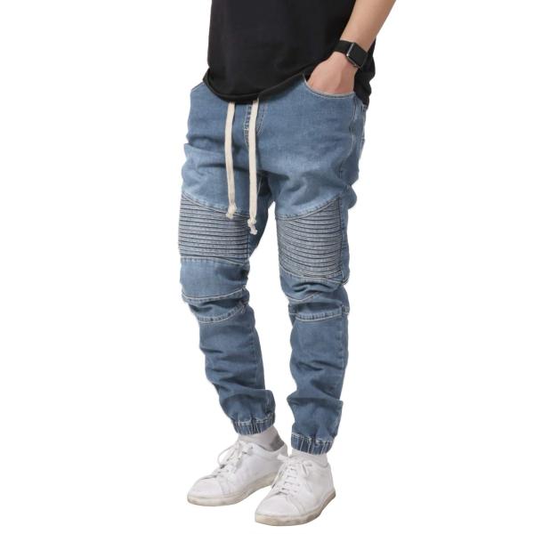 【並行輸入品】メンズ アシッドウォッシュ デニム モトバイカー ジョガーパンツ US サイズ: La...