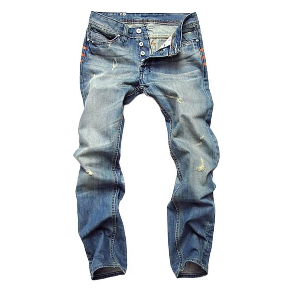 Men&apos;s Ripped Slim Straight Fit Moto Jeans Comfy St...