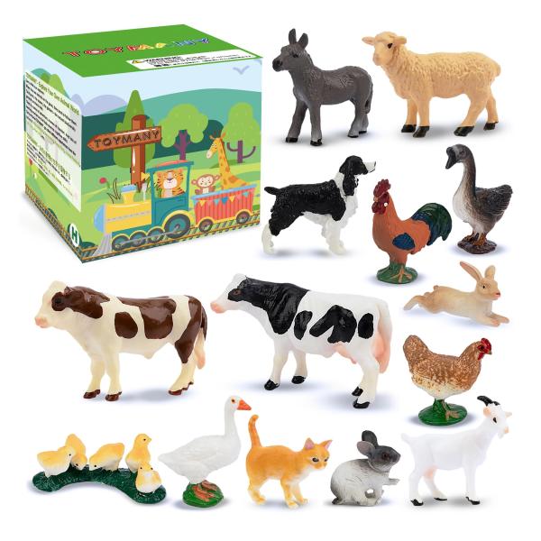 【並行輸入品】TOYMANY 14PCS動物フィギュアセット リアルな動物模型 養殖場 農場動物フィ...