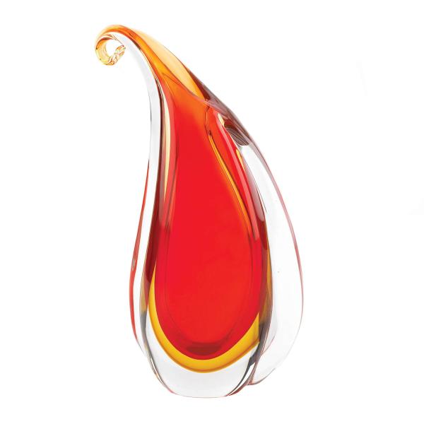 Red Curl アートガラス花瓶 6.5x3x10.75 Red Curl Art Glass V...