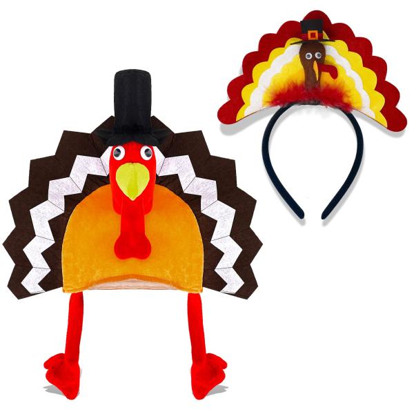 【並行輸入品】2PCS Thanksgiving Turkey Hat and Turkey Hea...