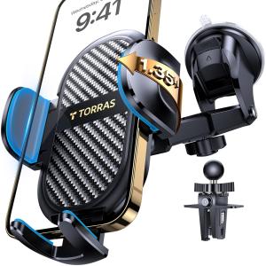 【並行輸入品】TORRAS スマホホルダー 車 スマホスタンド 【強力真空吸盤 グリップ 2in1】 ダッシュボード エアコン吹き出し口 フロン