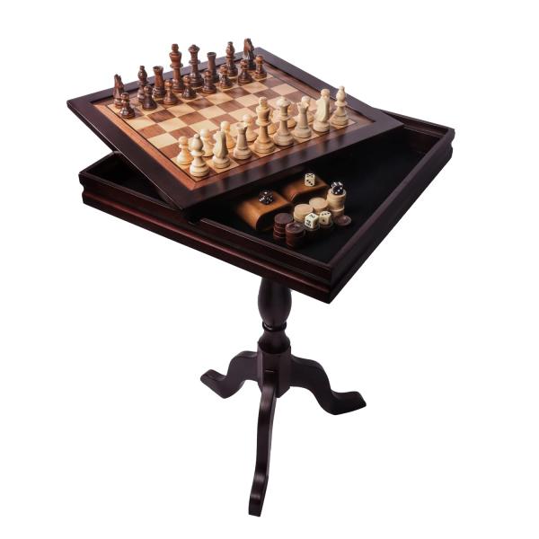 GSE 木製 3イン1 チェスチェッカー バックギャモン テーブルセット ファミリーボードゲーム用 ...