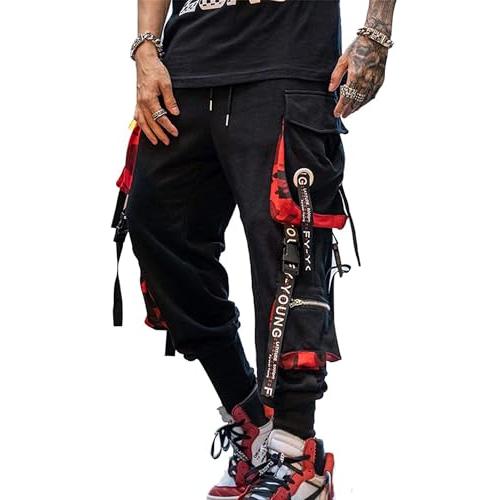 Men&apos;s Jogger Pants Punk Cargo Baggy Techwear Hip H...